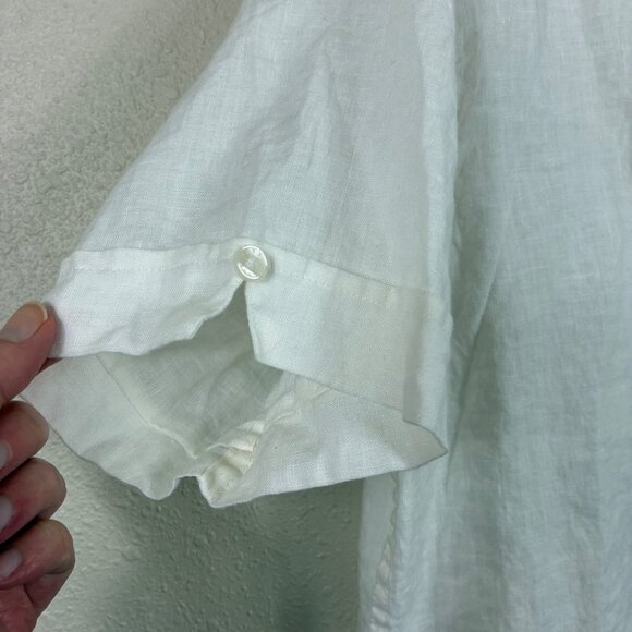 Perry Ellis 100% Linen Short Sleeve Button Down Top Sz Large Coastal - Picture 2 of 5